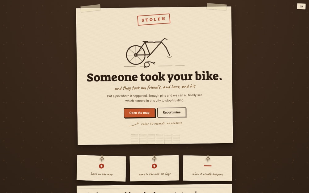 Screenshot of Stolen Bikes TLV